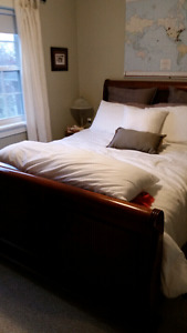Queen Sleigh bed with matress and box spring