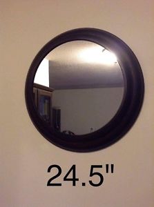 Round black wood mirror