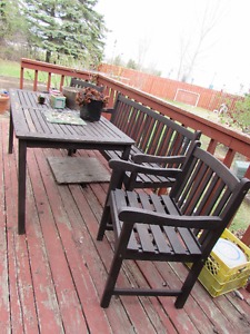 Wooden Patio Furniture Set Table 2 Chairs Bench