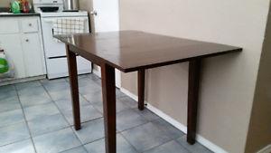 Wooden table, chair