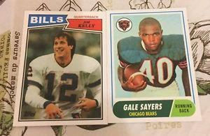 2 Reprint Cards Gale Sayers  Jim Kelly  -