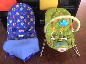 2 fisher price bouncy vibrating chairs