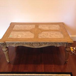 Beautifully Detailed Coffee Table with Marble Inlays