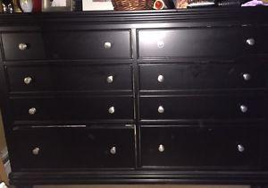 Black Bedroom set Drawers, Side table and Bed frame with La