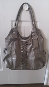 Black Rivet Grey faux leather purse