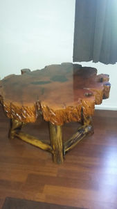 Burl Coffee Table and 2 Matching End Tables