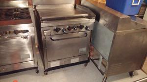 Commercial kitchen stoves and sink