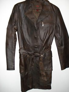Danier Brown Distressed Leather 3/4 Ladies Jacket