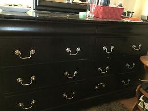Dresser with mirror and two night stands