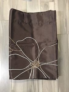 Faux Silk Embroidered Grommet Curtain Panel Set of Two