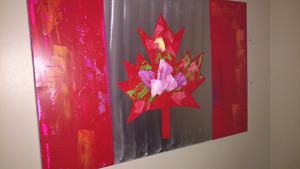 Foil and paint Canadian flag picture
