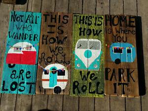 HAND PAINTED UPCYCLED WOOD SIGNS