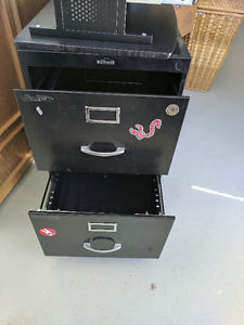 Legal size two drawer filing cabinet Black.