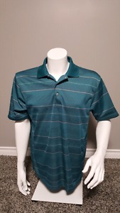 PGA Tour Mens Polo Shirt Golf Short Sleeve Striped Size LG
