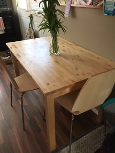 Pine Ikea kitchen table and 3 chairs