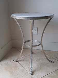 Pretty silver metal table with marble like top