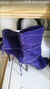 Purple suede boots
