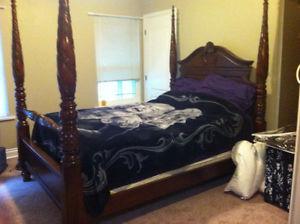 Queen size four post bed frame