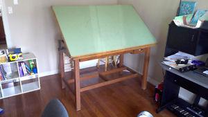 Solid Oak Drafting Table