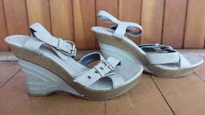Wedge beach shoes sandals beige/brown