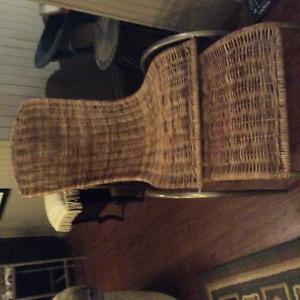 Wicker lounger and ottoman