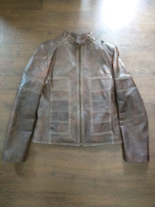 Women's Brown leather moto jacket