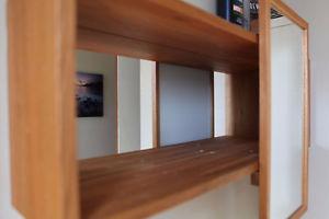 Wood Shelf with Sliding Mirror