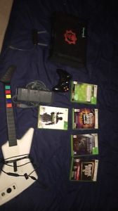 Xbox 360 and guitar and games
