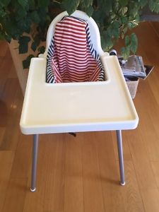 new ikea high chair with cute striped liner