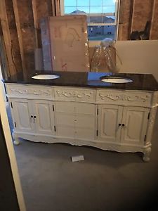 72" Solid Wood Double-Sink Vanity with Granite