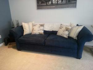Blue Microsuede Sofa