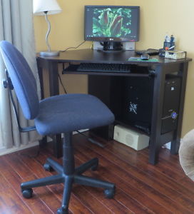 Computer, desk and chair
