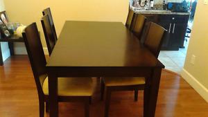 DINING TABLE WITH 6 CHAIRS Dark Brown