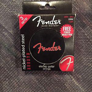 Fender 3-Pack 250L Electric Guitar Strings w/ Bonus Hockey
