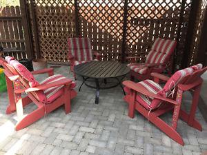 Four Wood Adirondack Chairs