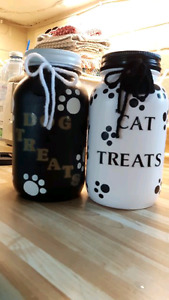 Hand painted Dog/Cat treat jars