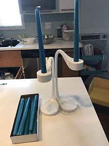 IKEA white candle sticks holders and candles