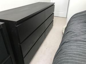 Ikea Malm 6-drawer dresser, black-brown