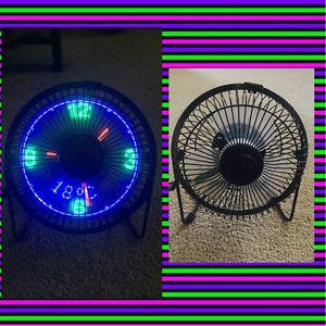 LED clock thermometer desk fan.