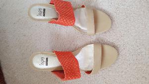 Ladies Coral & Beige - impo Sandals - size 10