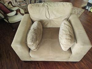 Micro-suede tan comfy easy chairs (2)