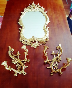 Mirror and 2 matching candles holders