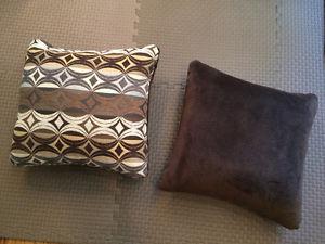 New condition Patterned and brown micro suede throw pillows