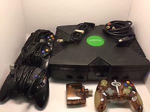 Original Xbox with 4 controllers and 9 games