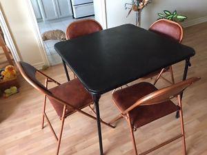 folding table and 4 chairs