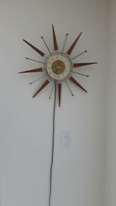 vintage teak decoration and Starburst clock