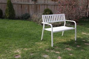 white metal lawn chair