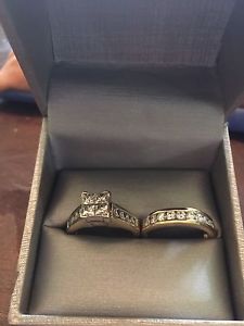 14kt gold 2ct diamond wedding ring set