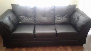 Black Bonded Leather Couch