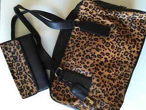 Fossil Cheetah Print Fur Bag NWT and Wallet